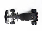 WIRC F26 chassis top-down view showing carbon fibre chassis and rear diffuser