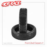 PAIR OF 1\10 TYRES CARPET 2WD SOFT FRONT - HOT RACE