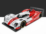 WIRC LM26 1/10 electric Le Mans prototype - front three-quarter view of painted red and white bodyshell