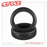 PAIR OF 1\10 TYRES CARPET 2WD MEDIUM FRONT - HOT RACE