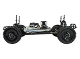 WIRC ST8 bare chassis side profile showing nitro engine and drivetrain layout