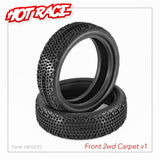 PAIR OF 1\10 TYRES CARPET 2WD MEDIUM FRONT - HOT RACE