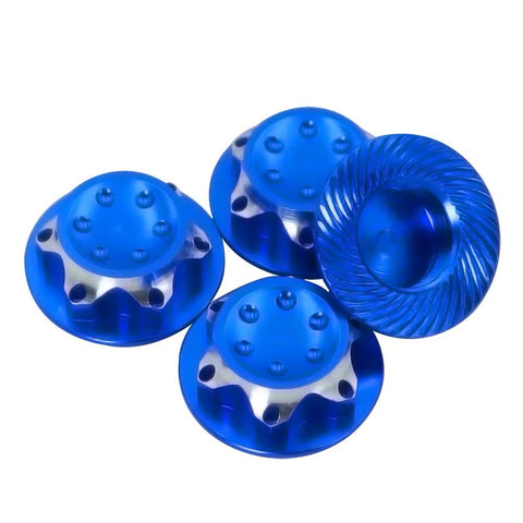 Aluminium Anti Dust Hex Nut 17mm Set of 4 - BLUE