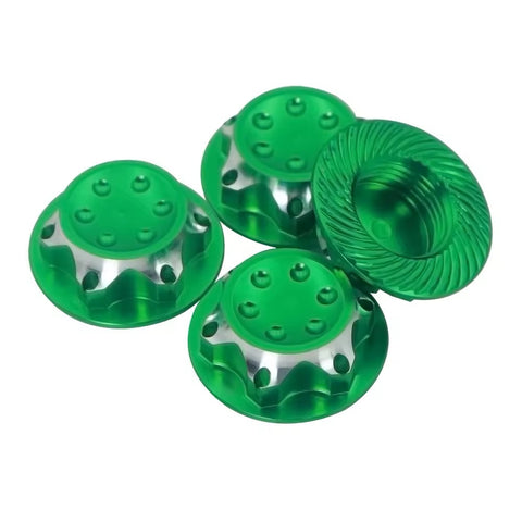 Aluminium Anti Dust Hex Nut 17mm Set of 4 - GREEN