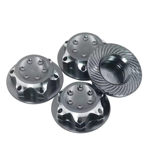 Aluminium Anti Dust Hex Nut 17mm Set of 4 - GREY