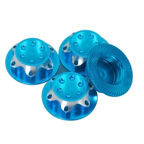 Aluminium Anti Dust Hex Nut 17mm Set of 4 - SKY BLUE